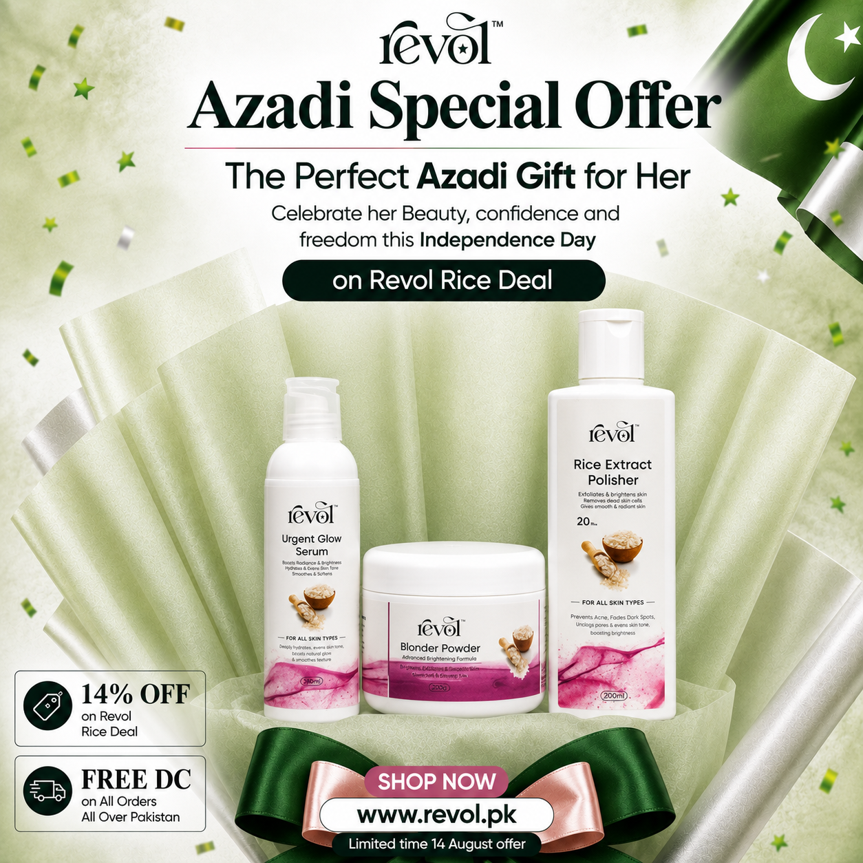 Rice Extract Polisher with Urgent Glow Serum - Azadi Sale