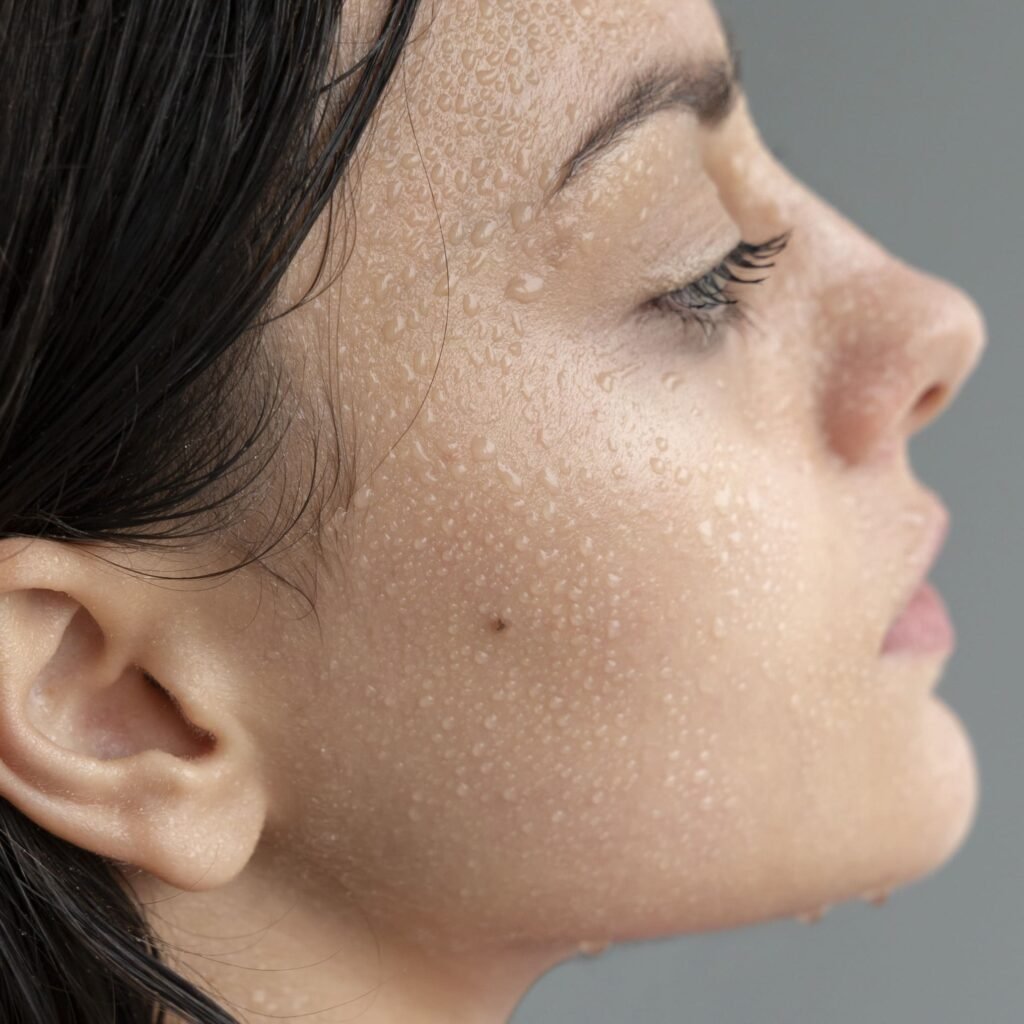 Woman with dry skin type